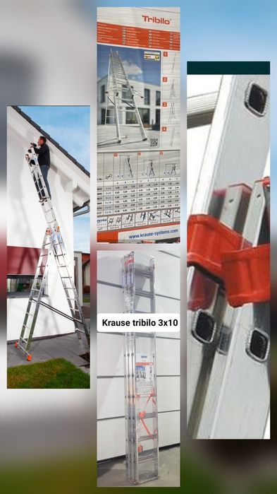 Лестница3-секційна драбина KRAUSE Tribilo4х4,3х9,3х10,3x12,3x14