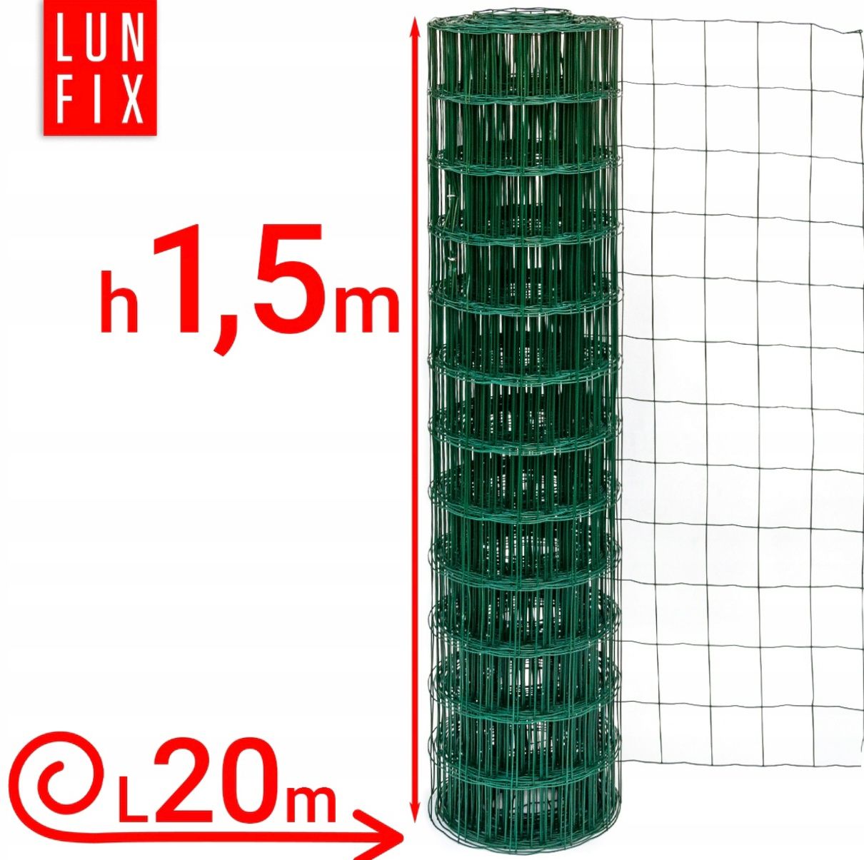 Siatka zgrzewana 100x100 ocyn+PCV ziel, 20m, h1.5