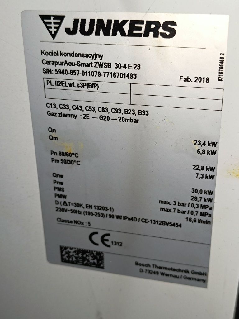 Piec gazowy z zasobnikiem Junkers Cerapur