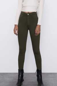 Spodnie jegginsy Zara r. 36 khaki