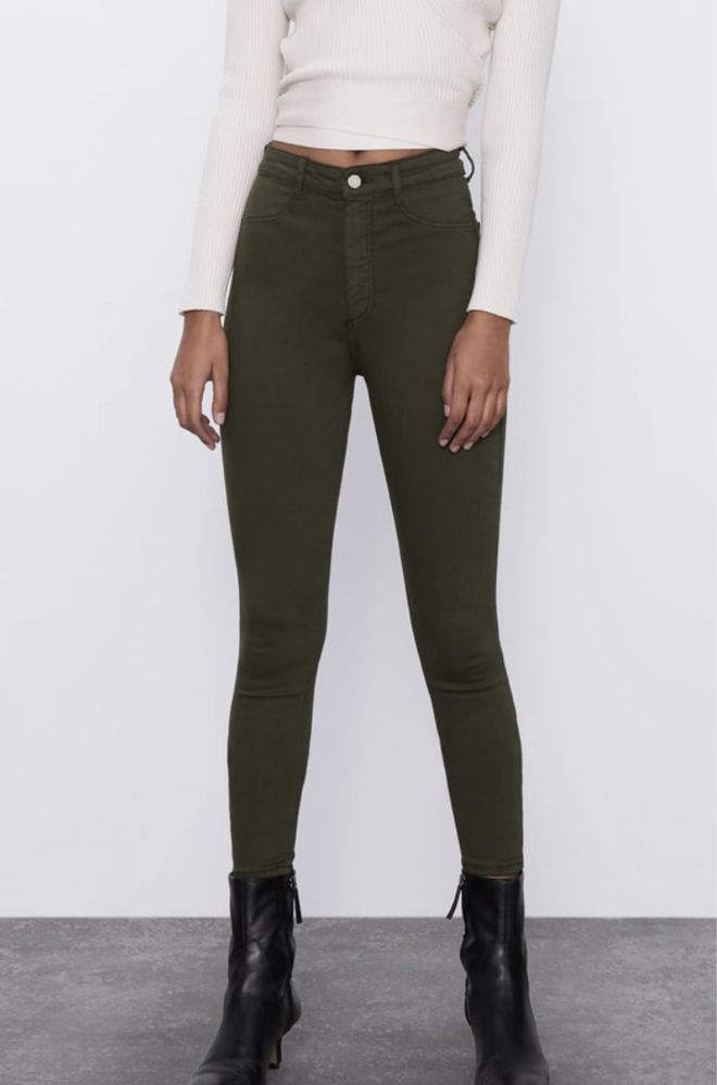 Spodnie jegginsy Zara r. 36 khaki