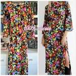 Sukienka maxi dress boho w kwiaty z rozporkiem S 36  M 38 z paskiem wa