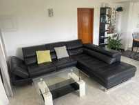 Sofá chaise longue de pele 5/6 lugares