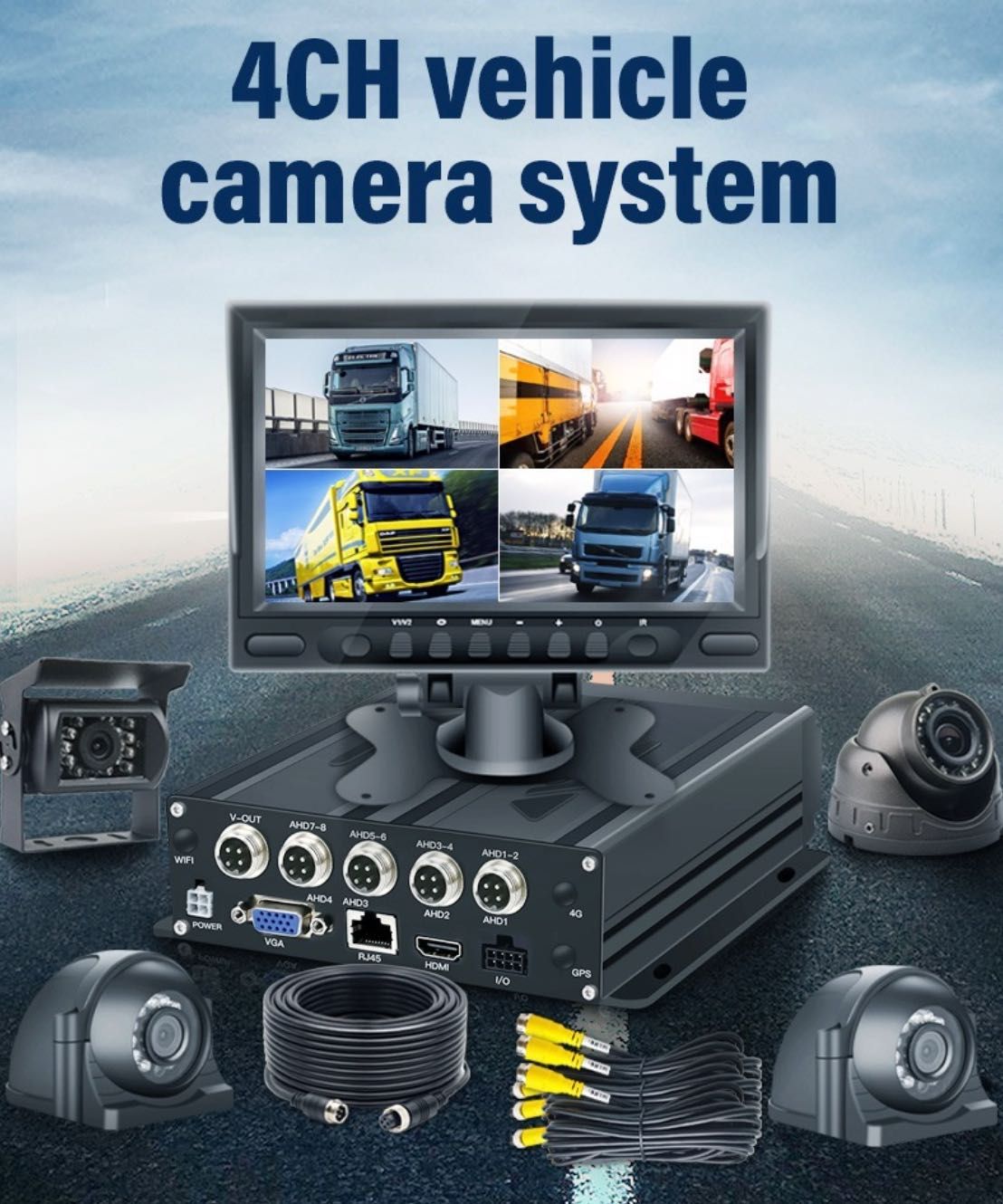 Sistema de Gestão de Veículos * DVR 4CH * 1080P * GPS * WiFi * 4G