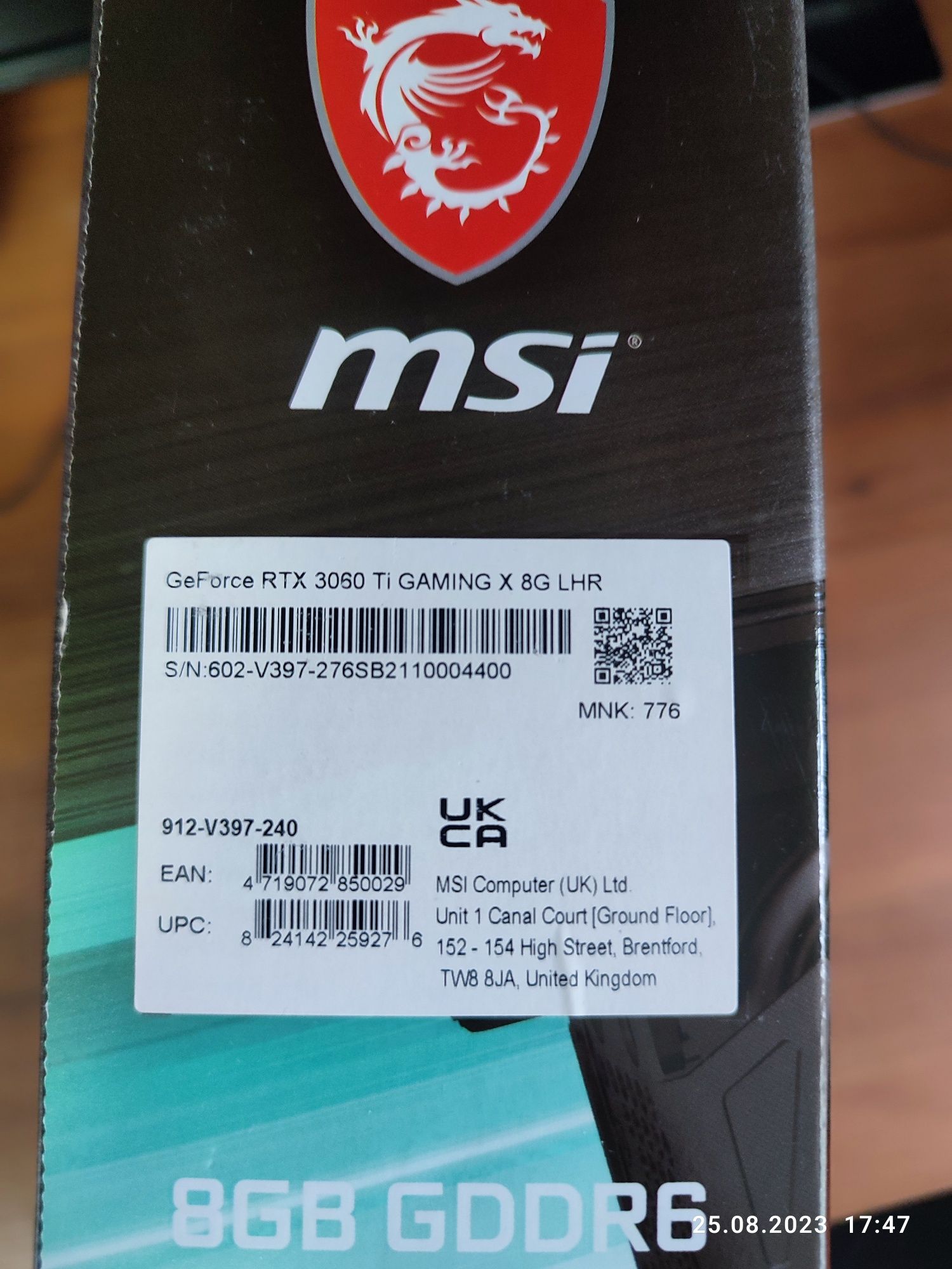 Видеокарта Nvidia Geforce RTX 3060 Ti 8Gb