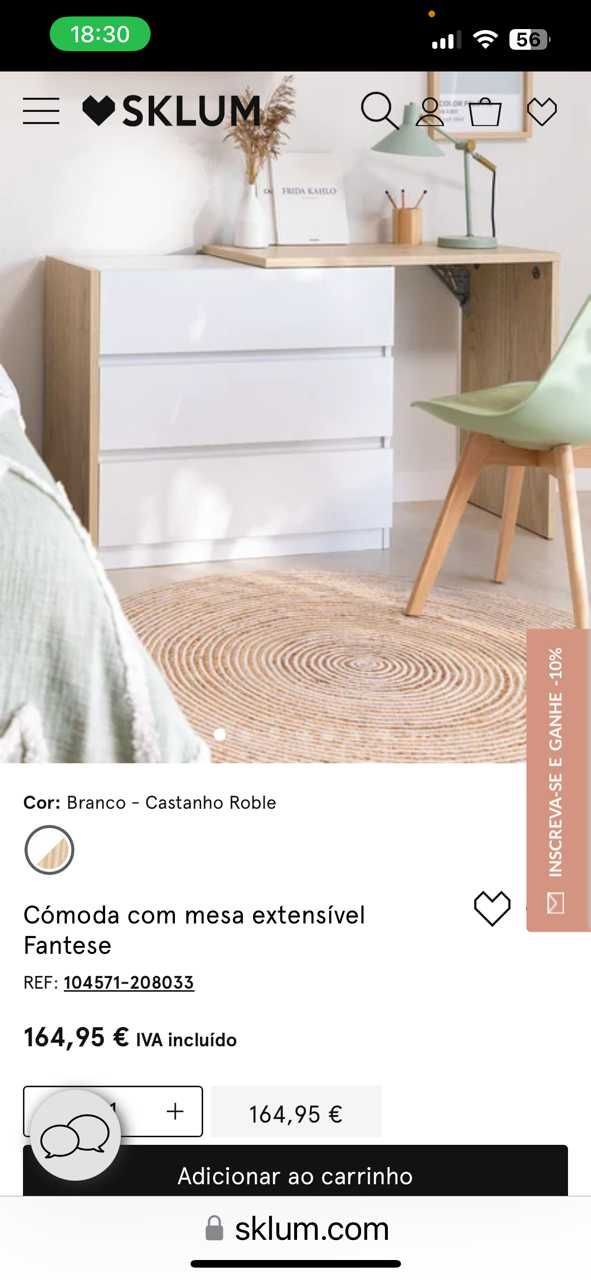 Cómoda com mesa extensível