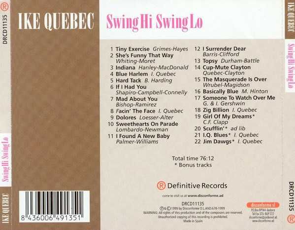 Ike Quebec – Swing Hi Swing Lo: The Complete Blue Note / Savoy Masters