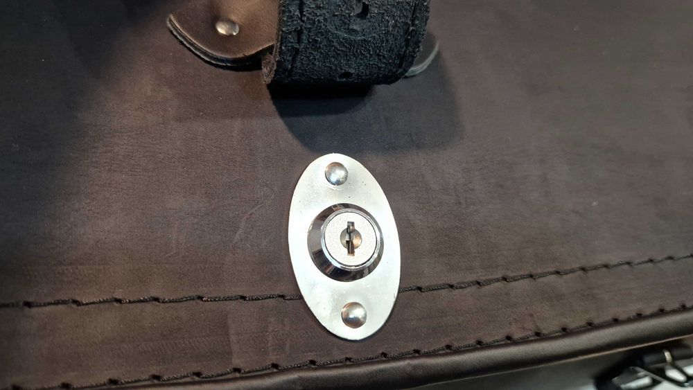 Kufer duży skórzany motocyklowy 70cm na 2 kaski