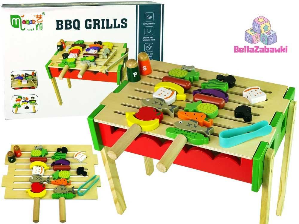 Drewniany Grill Akcesoria Barbecue Szaszłyki Grillowanie dla dzieci