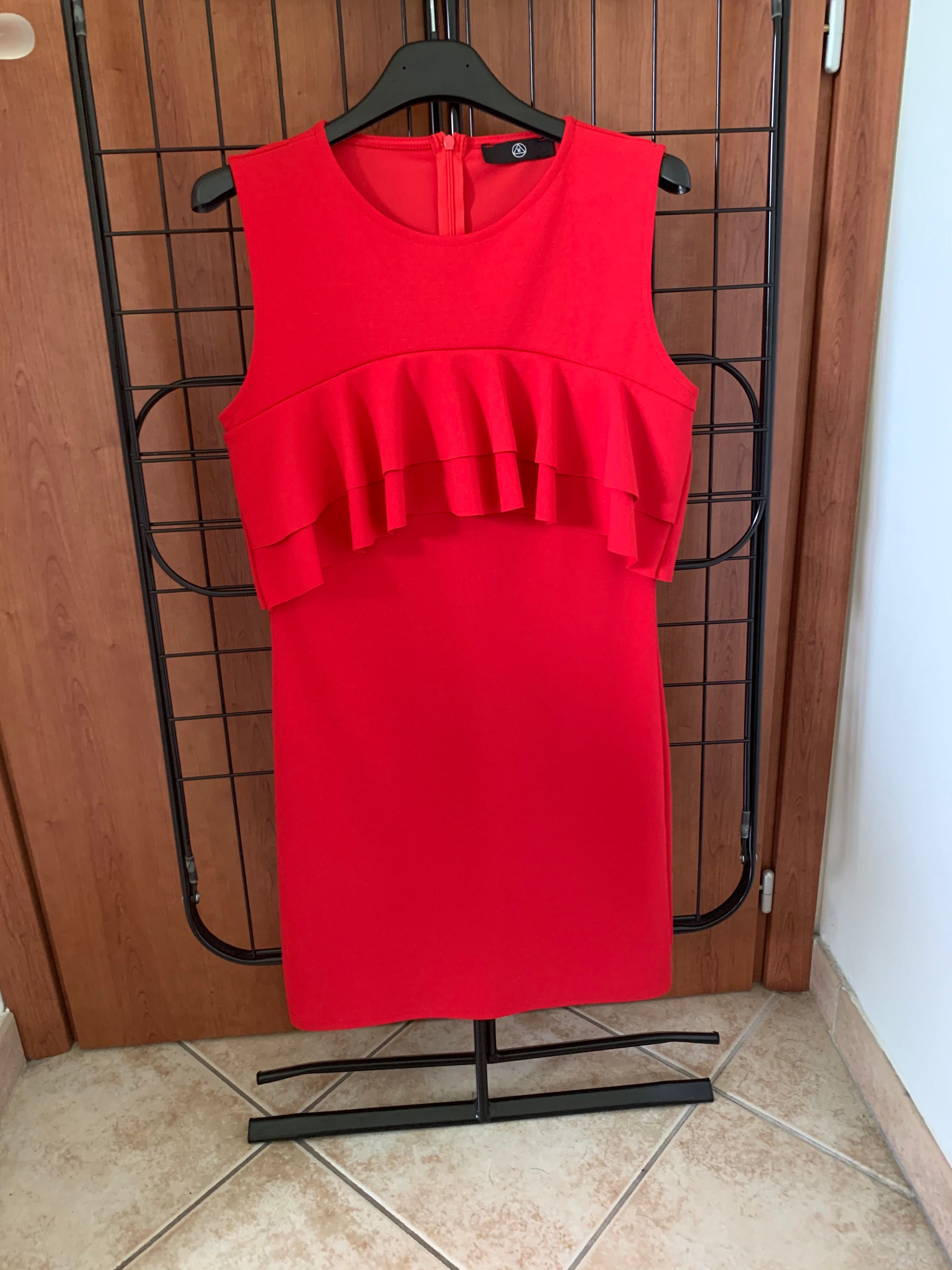 Missguided r.S/M sukienka mini czerwona falbanka sexy
