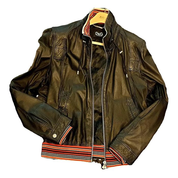 Leather Jacket Dolce & Gabbana Black Size 50 IT (M-L)