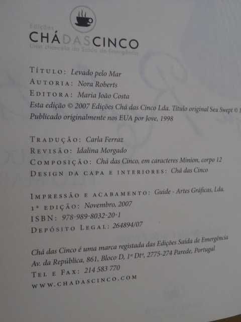 Levado Pelo Mar de Nora Roberts - 1ª Edição