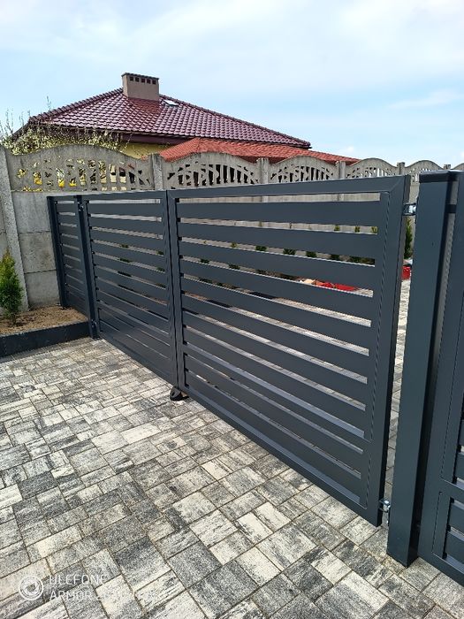 Brama panelowa, furtka, ogrodzenie, montaż, palisada