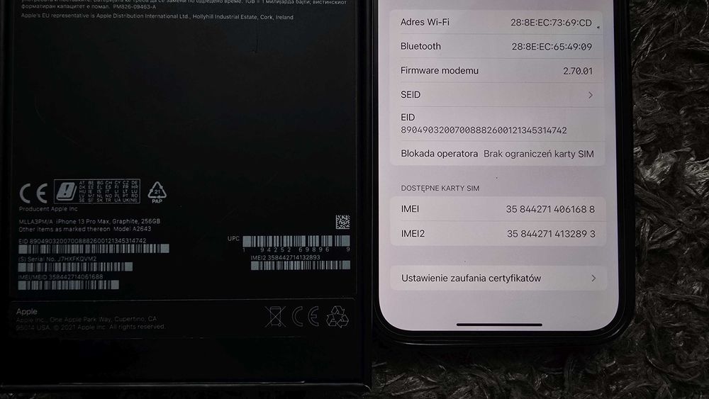 Smartfon iPhone 13 Pro Max 6GB / 256 GB Graphite Szary