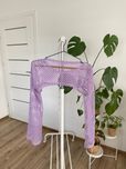 Modna Bluzka Crop Top Shein Fioletowa Liliowa Siatka z Siatki Rękawki