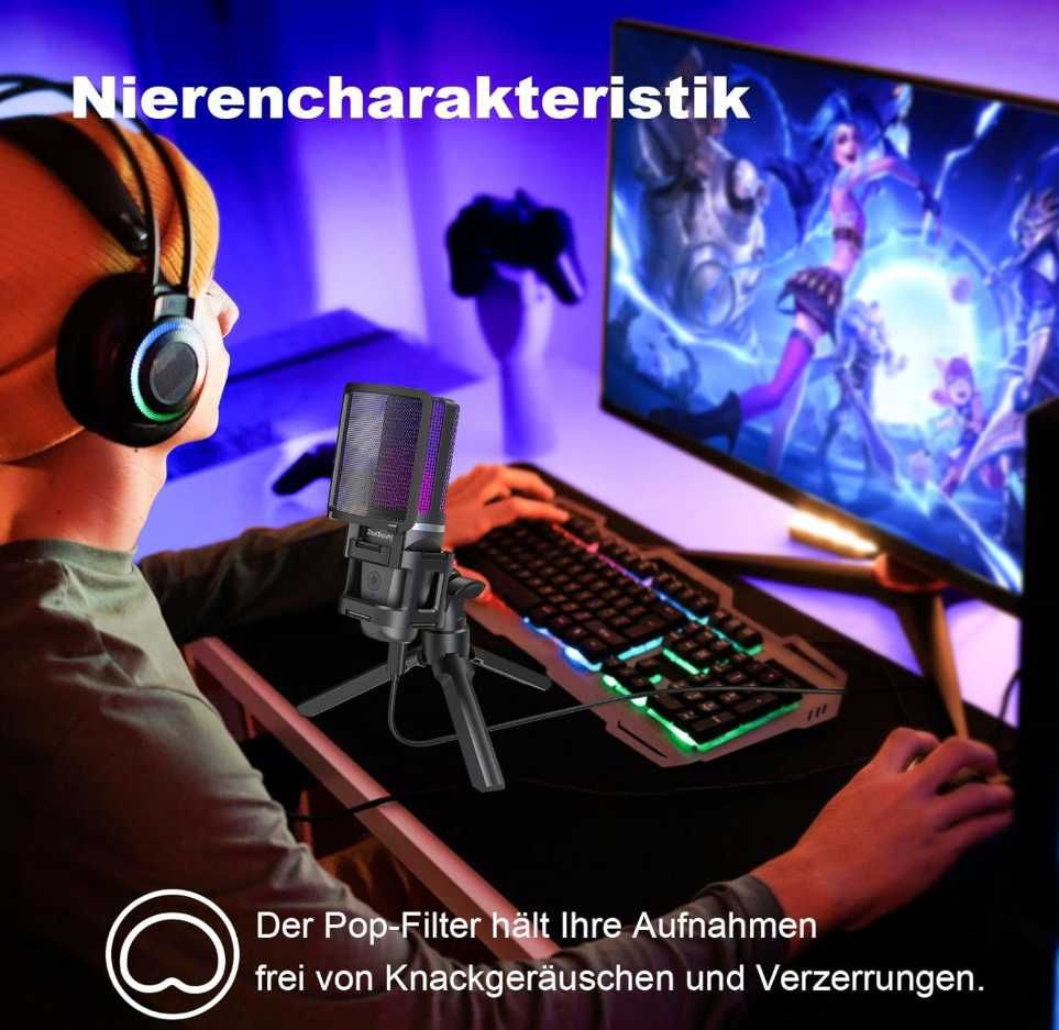 zealsound Mikrofon gamingowy USB PC, do streamingu podcast Studio