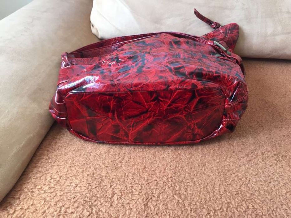 Verso torba torebka skóra skórzana czerwona lakierowana jak nowa