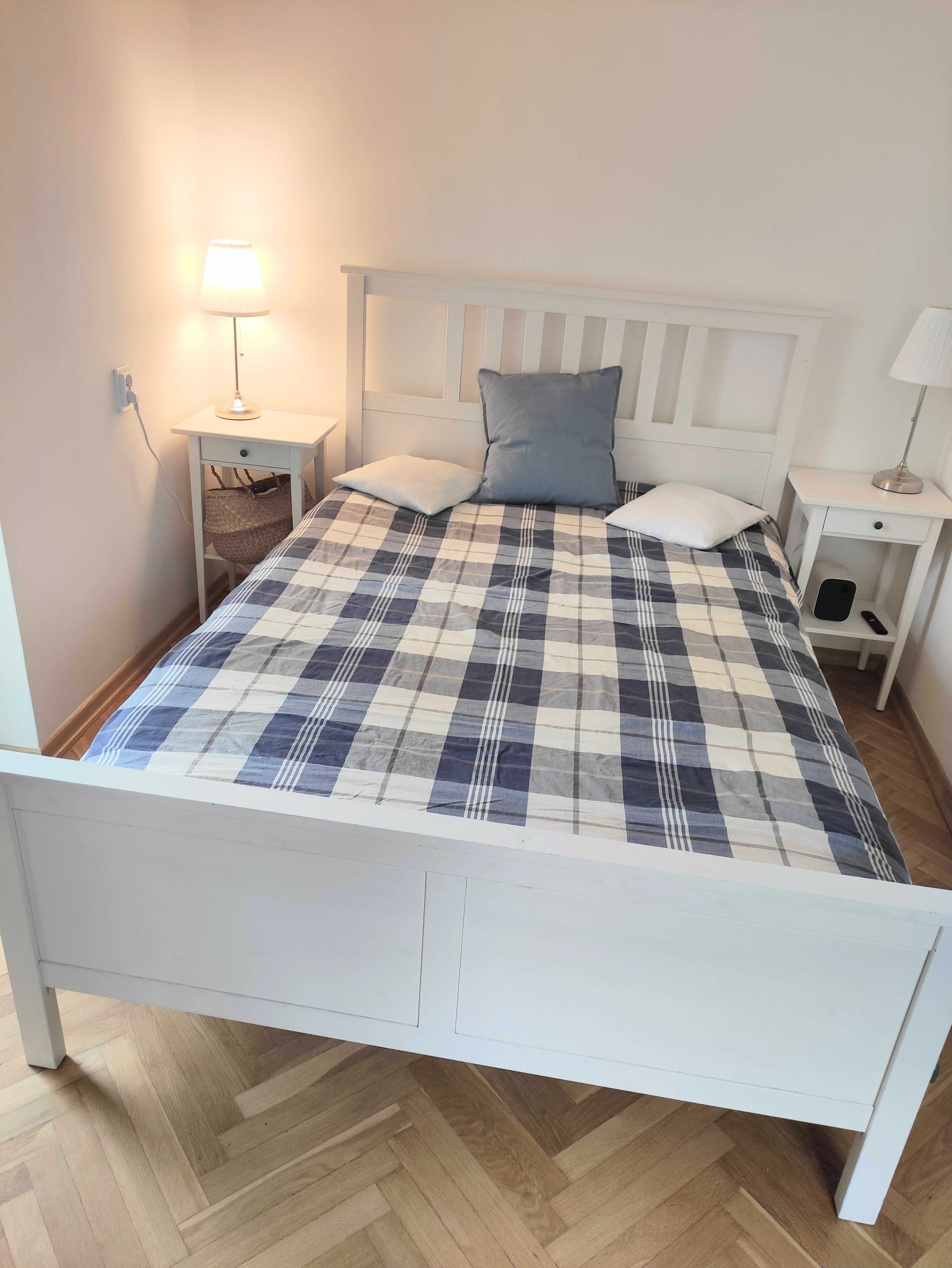 Ikea hemnes łóżko drewniane ze stelażem białe 140 x 200 Łódź Górna