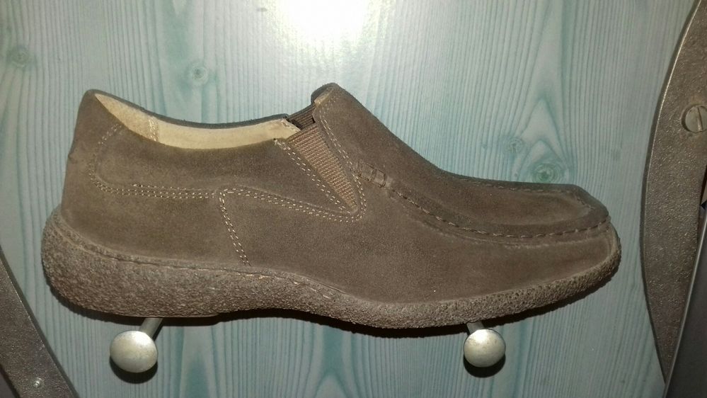 Lesta półbuty zamszowe brązowe mokasyny skóra naturalna grube spody