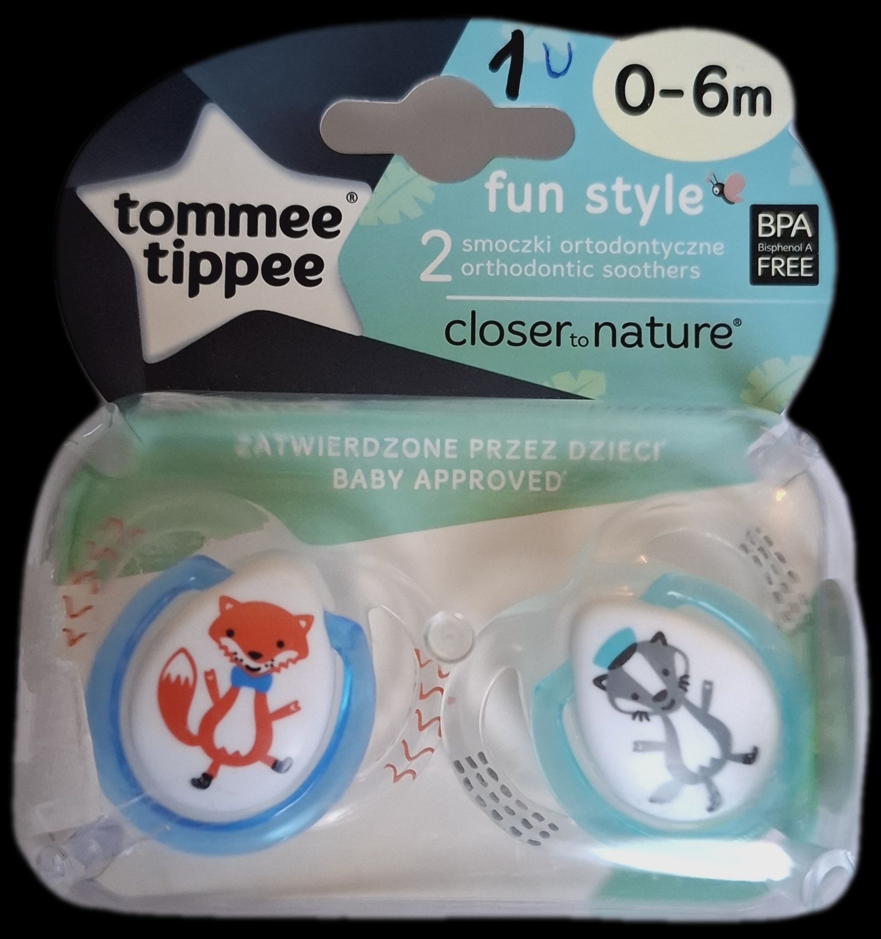 W1u Smoczek Symetryczny Silikonowy fun style 0-6 Tomme Tippee 2 szt.