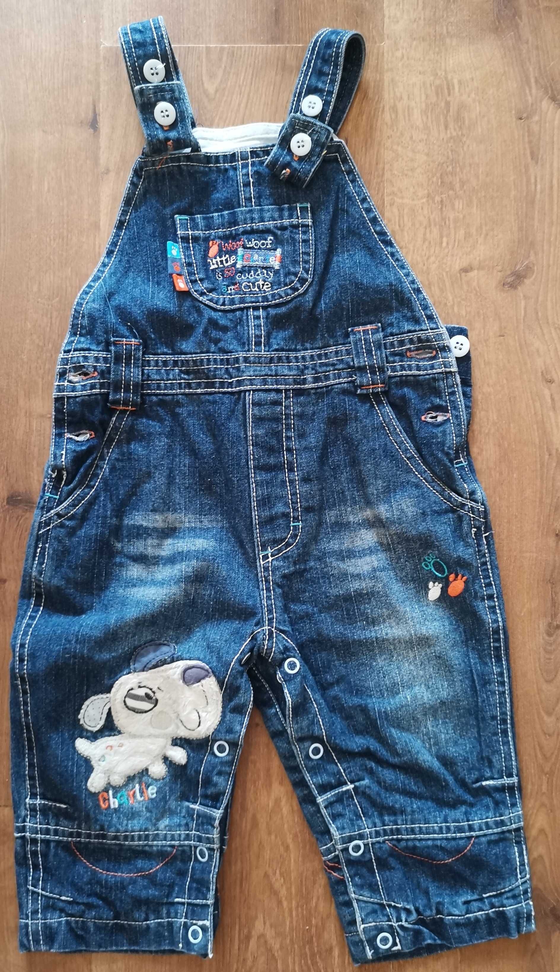 Ogrodniczki ocieplane jeans 74/80