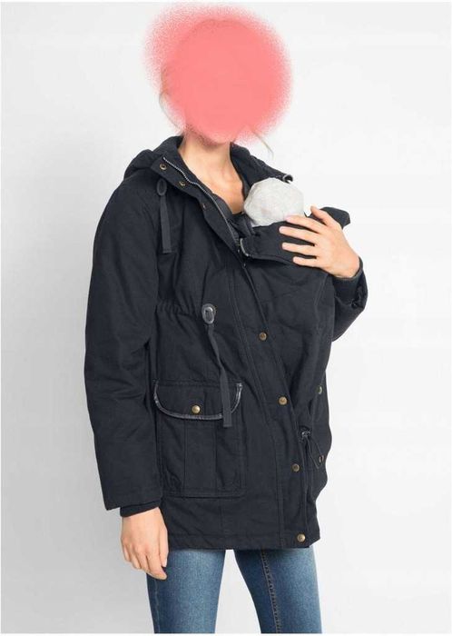 Kurtka ciążowa ocieplana z wkładką niemowlęcą 46 lub 48, z kapturem