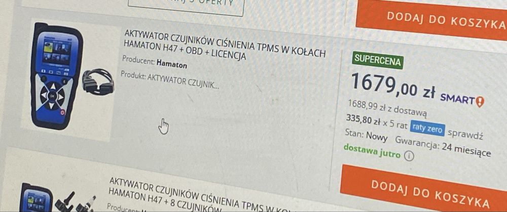 Programat czujników ciśnienia TPMS w kołach HAMATON H47+ OBD+ LICENCJA