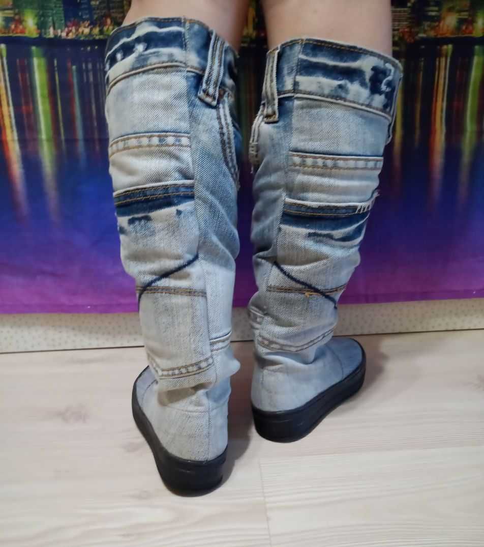Сапоги джинс лёгкие кроссовки с карманами ботинки кеды кеди