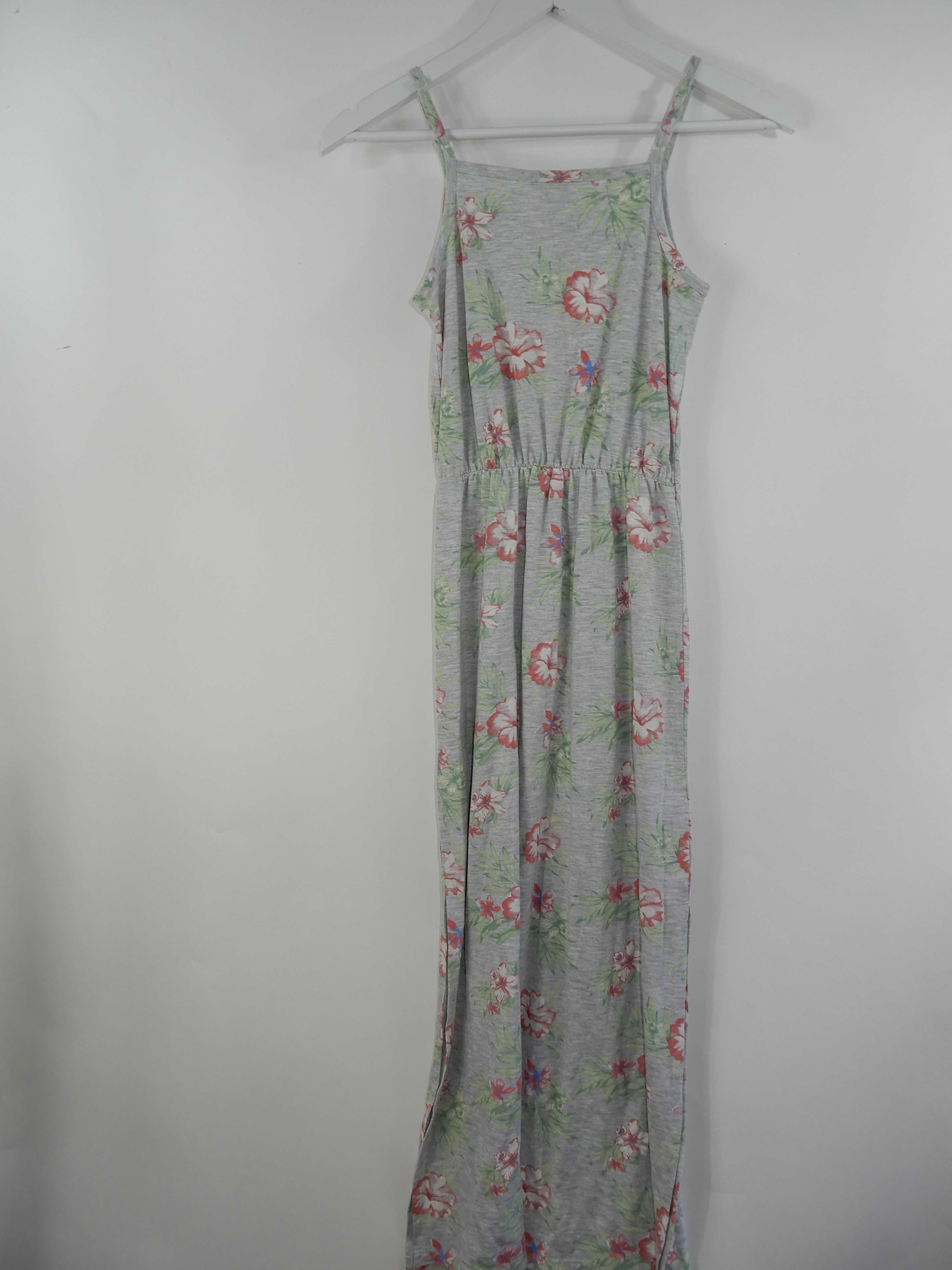 Sukienka maxi szara w kwiaty wiosna lato casual Cubus 146 152