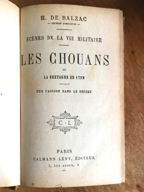 H. de BALZAC - Les Chouans - edition du centenaire - 1899