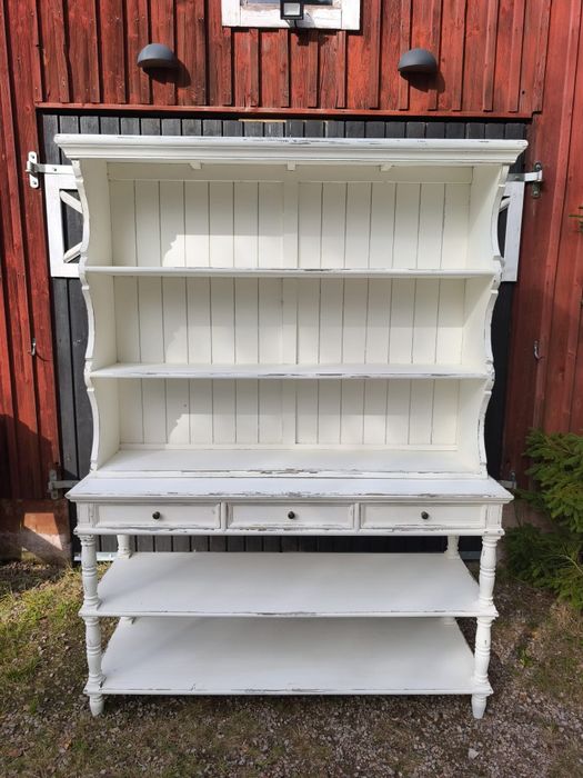 Duży Biały drewniany kredens lite drewno shabby Chic