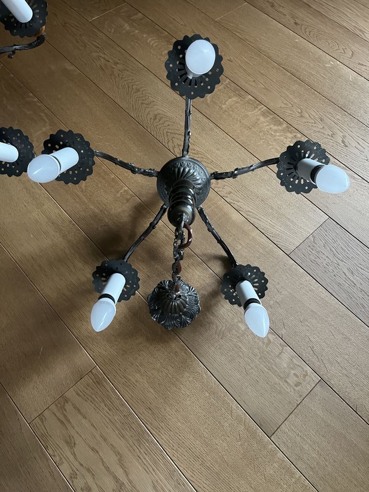 Piękny stylizowany komplet 2 lamp oraz kinkiet z elementami mosiądzu