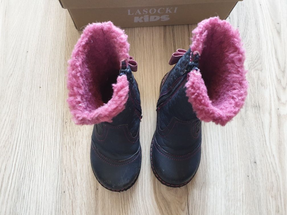 Kozaki kozaczki Lasocki skórzane buty zimowe r.25