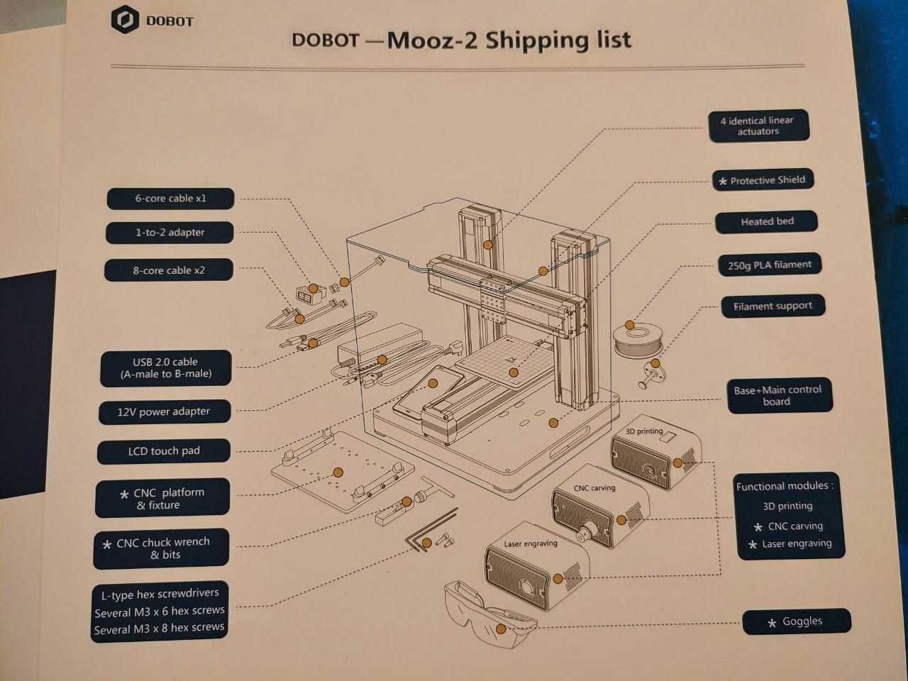 3D-принтер / лазерный гравер / фрезер  Dobot Mooz-2 3 в 1