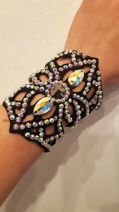 2 Bransoletki z kryształkami AB,jet,black do tańca towarzyskiego