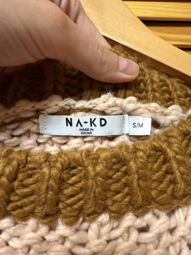 Nowy sweter z alpaką oversize różowo-rudy NA-KD S/M