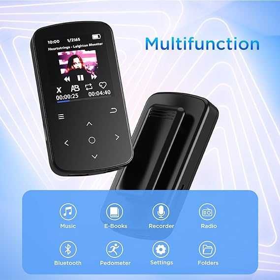 ZOOAOXO Odtwarzacz MP3 128 GB Bluetooth 5.2 nagrywanie radio FM lekki