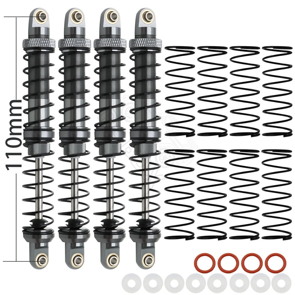 4 aluminiowe amortyzatory olejowe rc 110mm szare 1:10 1:8 TRAXXAS HPI