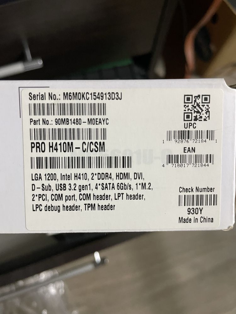 Материнська плата ASUS PRO H410M - C/CSM s1200