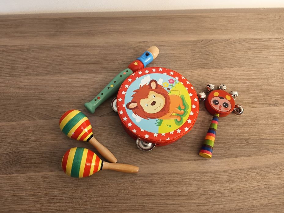 Drewniane instrumenty muzyczne dla dzieci, zestaw, montessori, prezent