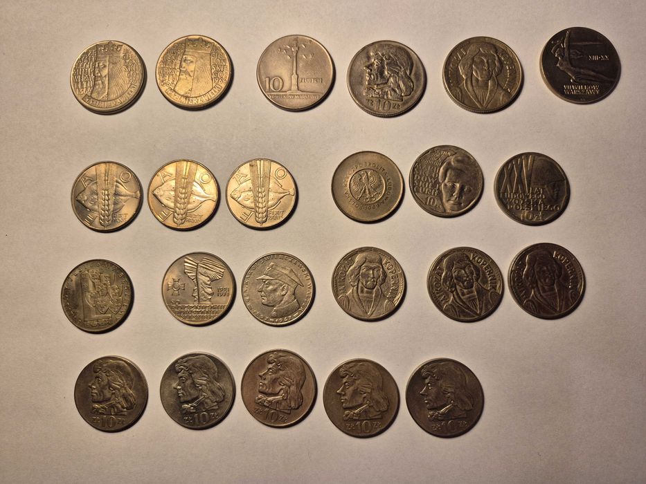 Monety okolicznościowe PRL 10 zł, Kopernik, Kościuszko, 23 szt.