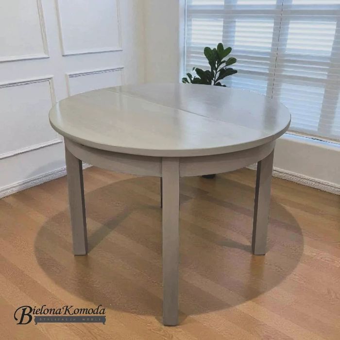 Dębowy stół po odnowieniu okrągły rozkładany