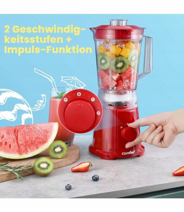 blender kielichowy comfee 150610m 600 w 1.5 l czerwony opis