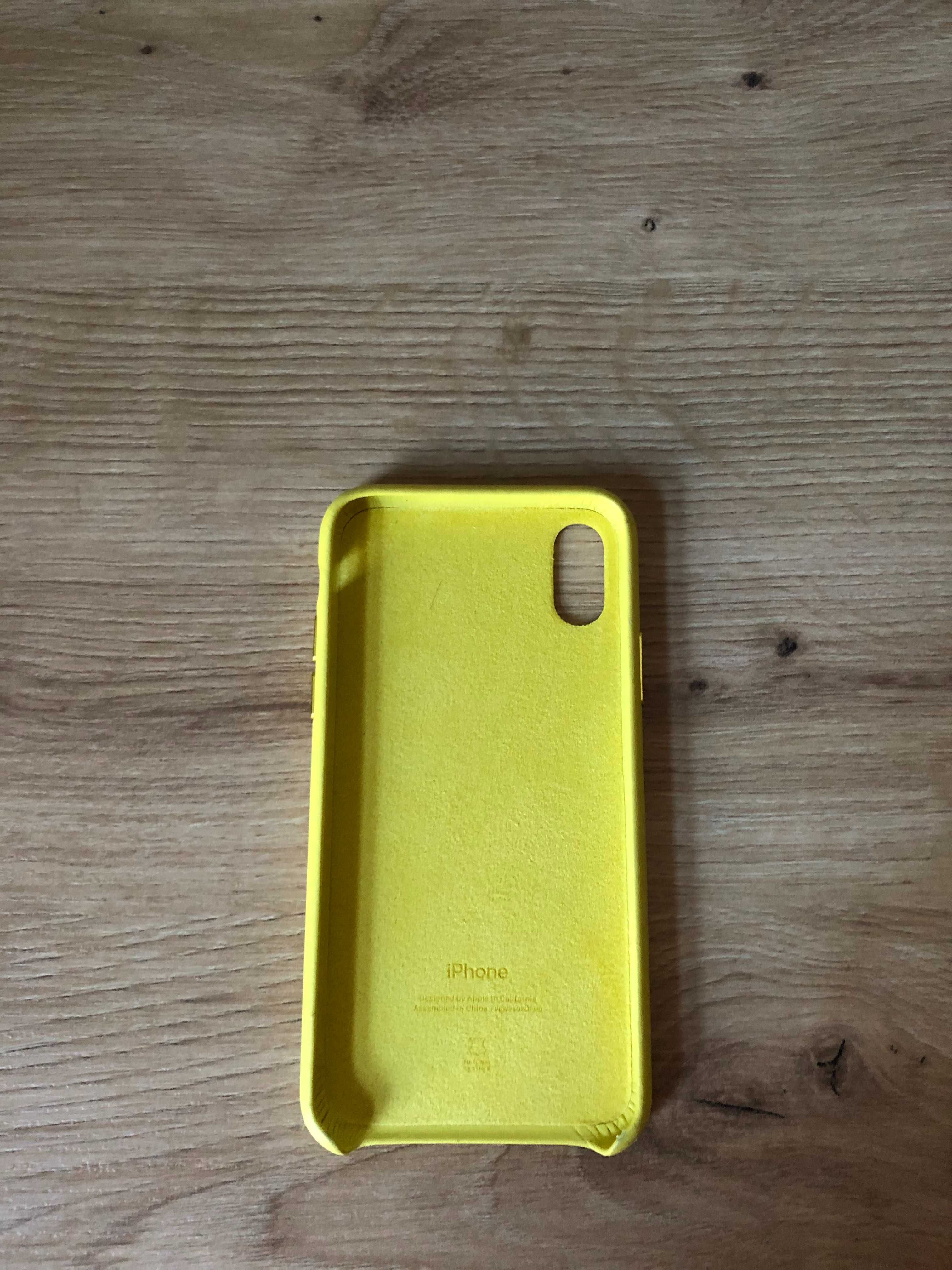 Oryginalne skórzane etui Apple iPhone XS / X – Żółte