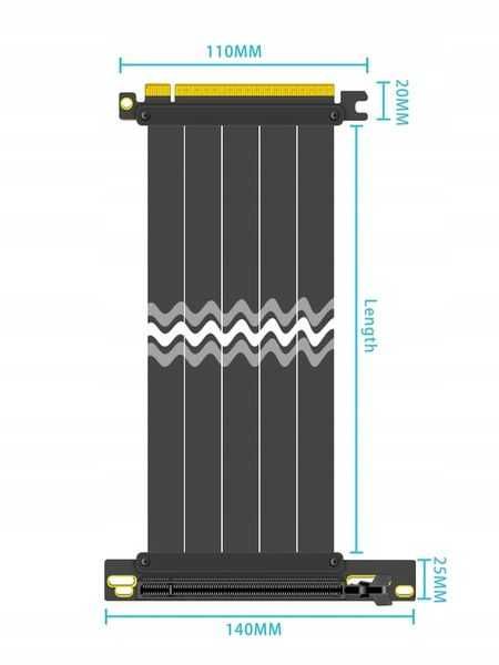 Kabel Riser PCIe 4.0 x16 adapter portu rozszerzeń karty graficznej GPU