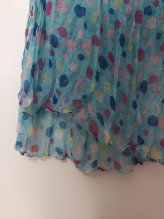 Szalik turkusowy w kolorowe kropki