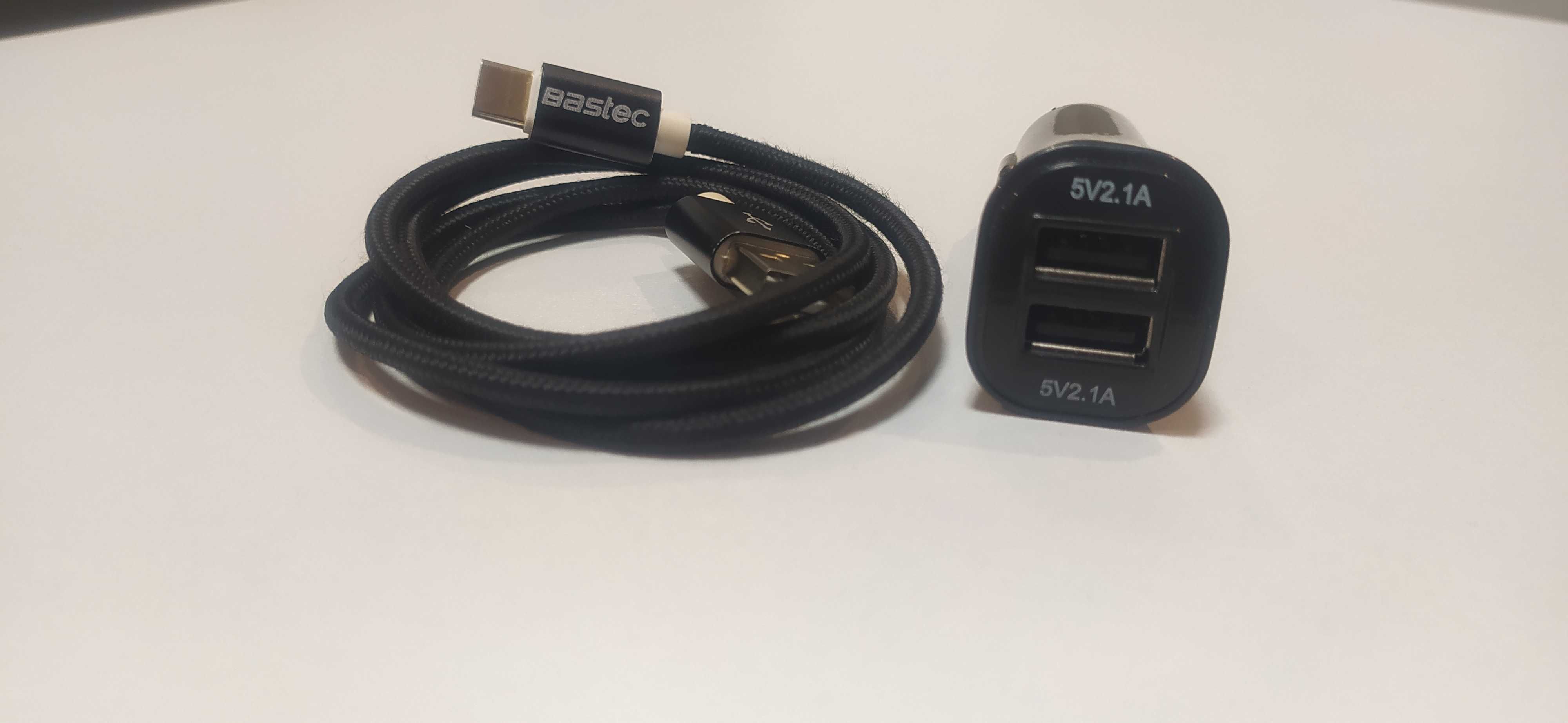 Автомобильная USB зарядка + кабель Bastec USB Type C