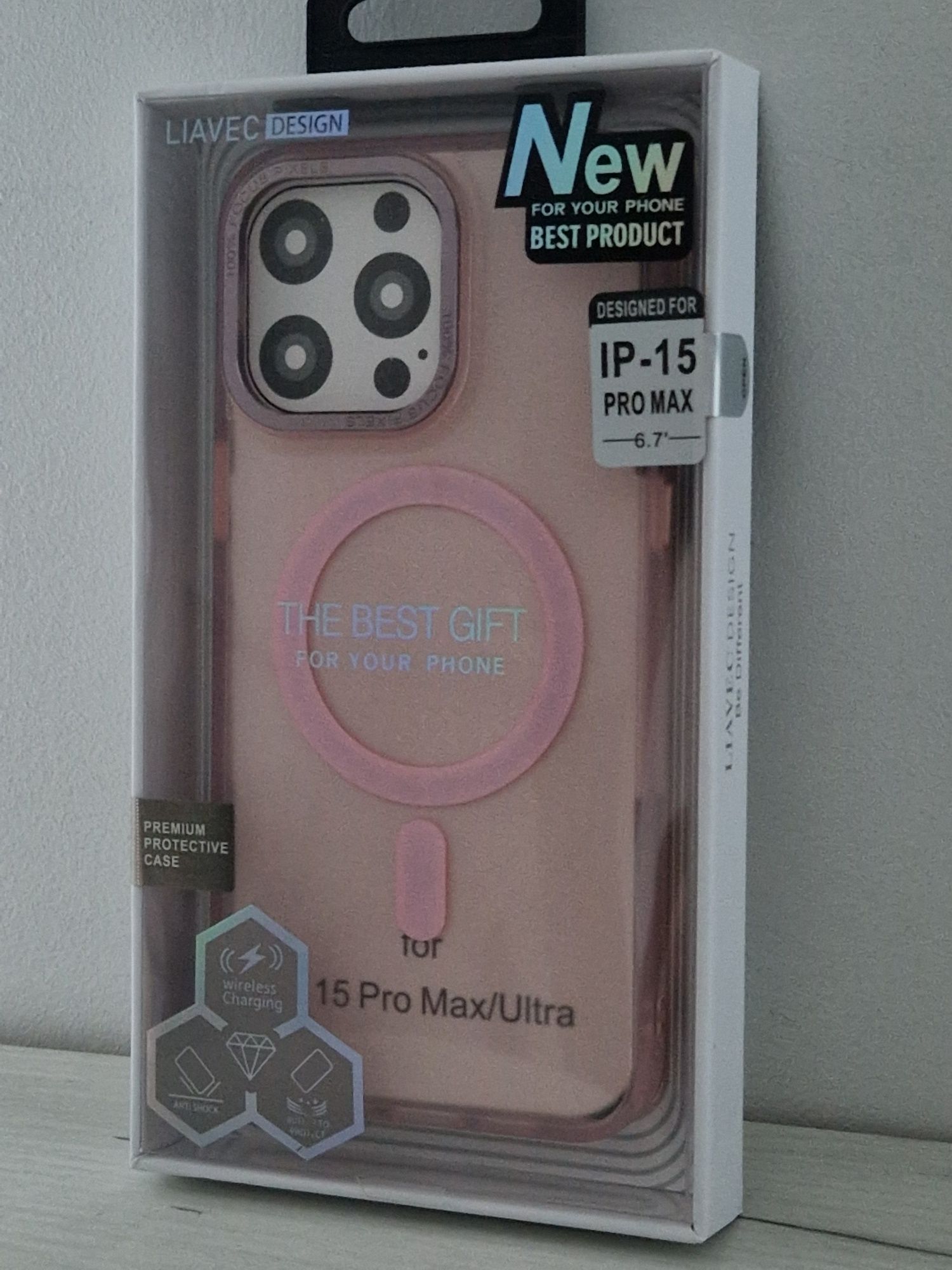Liavec AG Magsafe Case do Iphone 15 Pro Max jasnoróżowy