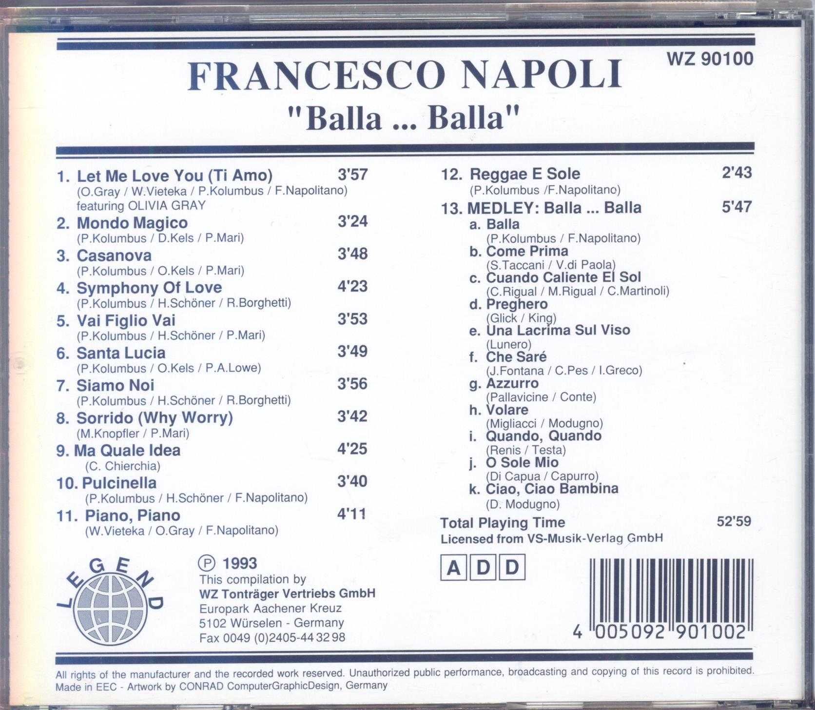 CD Francesco Napoli - Balla... Balla (1993) (Legend)