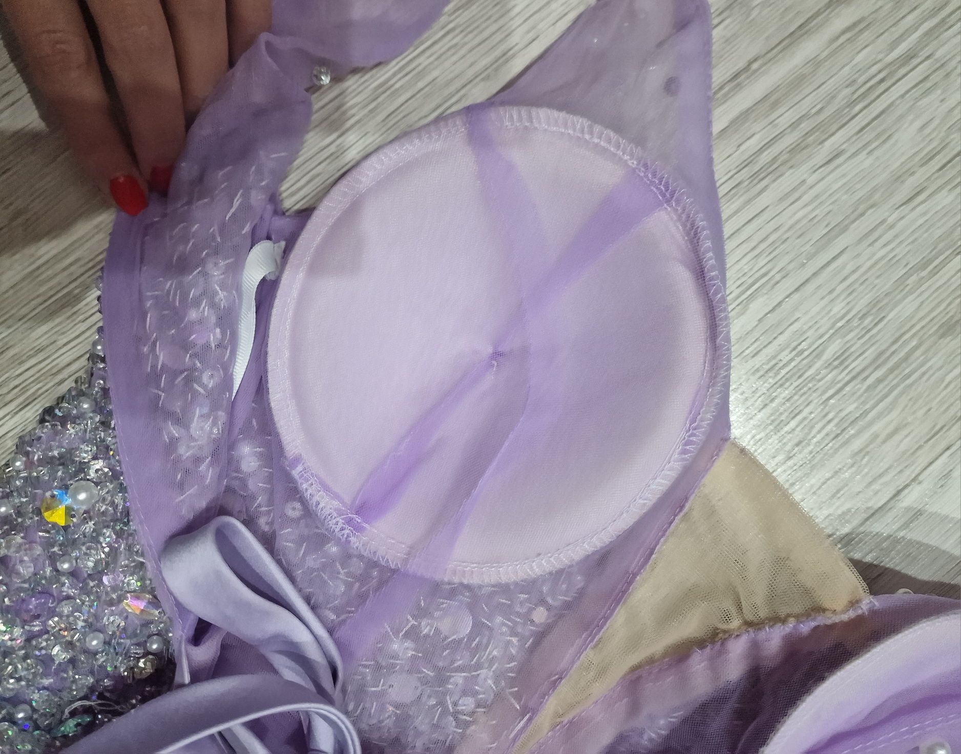 Liliowa fioletowa sukienka bal studniowka wesele maxi tiul długa 34 36